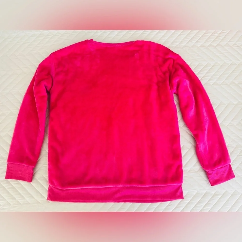 Childrens Place Fuchsia Sequin Heart Furry Sherpa Sweatshirt Top Size XL 14